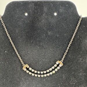 D’Orlan Vintage Silver Necklace w/Yellow and Clear Swarovski Crystal Accents P16